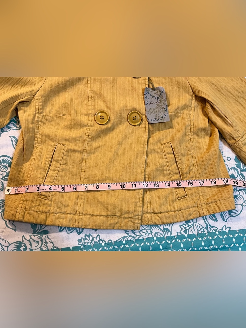 Vintage Fossil Mustard Yellow Double Breasted Jacket NWT (Size: Medium) - Picture 12 of 12